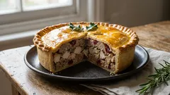 Skvostný vánoční koláč - celé sváteční jídlo ve zlatavé krustě