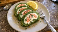 Špenátovo-lososová roláda bez lepku: efektní pohoštění, které se dá připravit dopředu