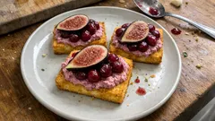 Slané tofu „vafle“ z vaflovače: křupavé bez těsta, s brusinkami a fíkem